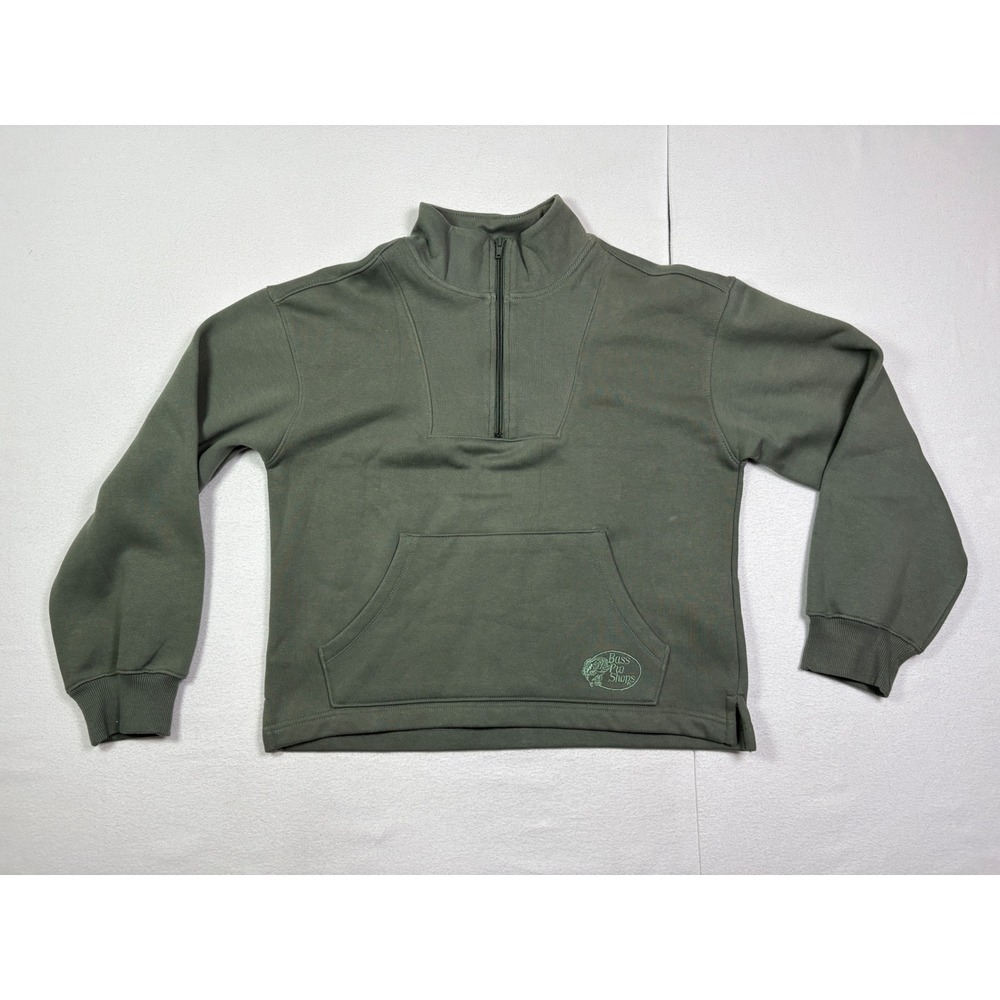 Bass Pro Shops Womens Olive Green Quarter Zip Sweatshirt & Wide Leg Pants Set M